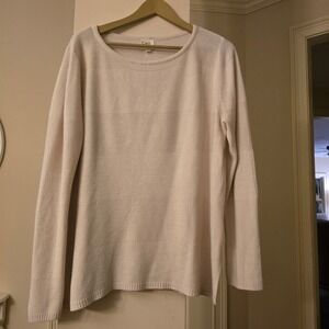 Carol Rose Cream Striped Crew Neck Long Sleeve Knit Sweater Top Women's Large